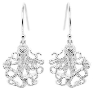 Octopus Earrings #110 - Octopus Jewelry, Scuba Diving Jewelry, Reef Jewelry Gift, Beach Jewelry Gift, Ocean Jewelry Earrings, Silver or Gold