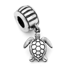 Sea Turtle Charm #029 - Fits Pandora Charm Bracelets, Sea Turtle Gift, Ocean Jewellery, Beach Charms, Animal Charm, Sterling Silver or Gold