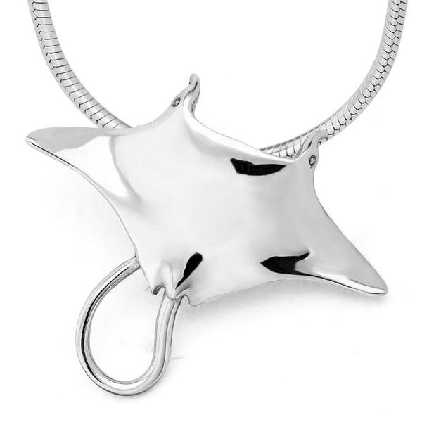 Manta Ray Pendant Necklace #023 - Manta Ray Jewellery, Scuba Diving Jewellery, Manta Ray Necklace, Ocean Jewellery, Sterling Silver or Gold