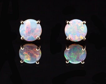 Stella | Australian Crystal Opal Stud Earrings, Australian Opal Jewelry, Unique One Of A Kind Gift, October Birthstone, White Opal Birthday