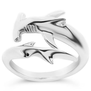 Hammerhead Shark Ring #094 - Shark Ring, Shark Lover Gift, Hammerhead Jewelry, Shark Conservation Gift, Save Sharks, Sterling Silver or Gold