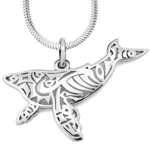 Tribal Whale Necklace #021 - Maori/Polynesian Jewellery, Hawaiian Jewellery, Whale Jewellery, Unisex Necklace, Sterling Silver or Gold