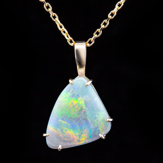 Buy Courtney | Multicoloured Australian Semi-black Opal Necklace
