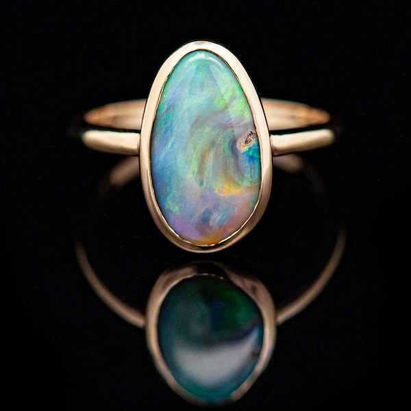 Pippa | Australian Fossil Shell Opal Ring, Australian Opal Jewelry, Unique One Of A Kind Jewelry, Fossilized Opal Ring, Pippi Shell Jewelry