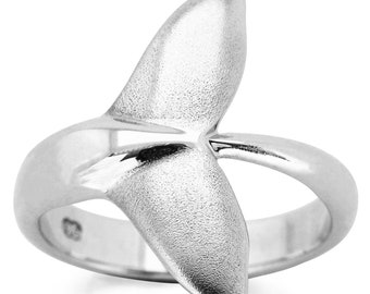 Humpback Whale Tail Ring #003 - Fluke Ring, Whale Ring, Ocean Lover Gift, Marine Animal Ring, Whale Jewellery, Sterling Silver or Gold