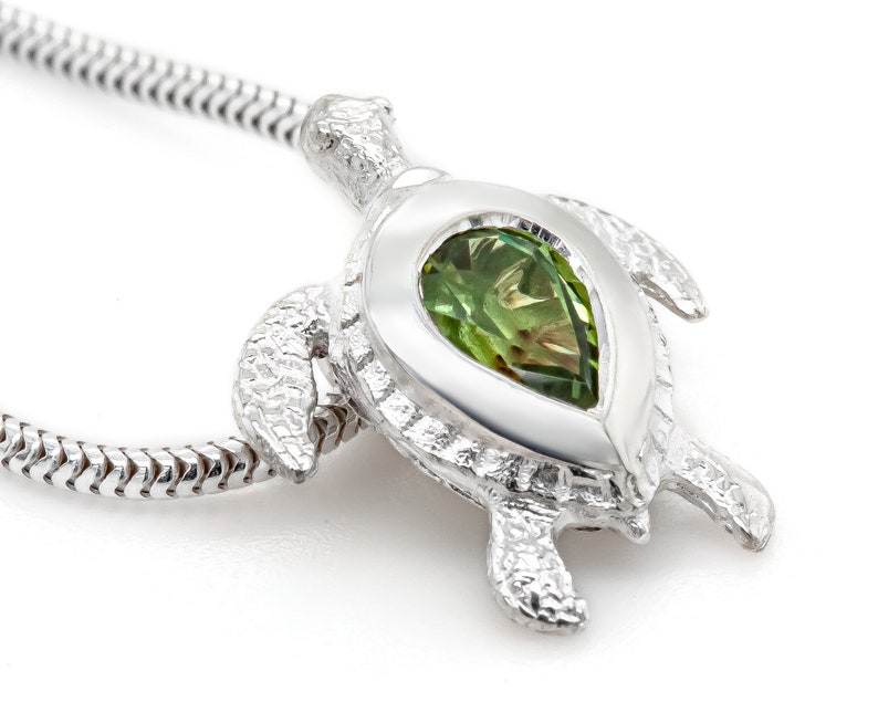 Sterling Silver or Gold Sea Turtle Jewelry Sapphire Jewelry Sea Turtle Necklace Turtle Pendant Sea Turtle Sapphire Necklace #080