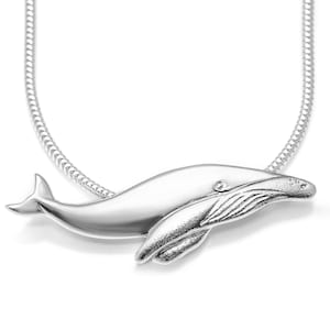 Collar de ballena jorobada bebé n.° 044 - Colgante de ballena, joyería de ballena, collar oceánico, joyería oceánica, regalo oceánico, arte de ballenas, plata u oro
