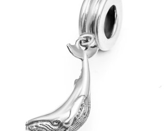 Silver Humpback Whale Charm #067 - Fits Pandora Charm Bracelets, Ocean Jewelry, Beach Charms, Animal Charm, Sterling Silver or Gold