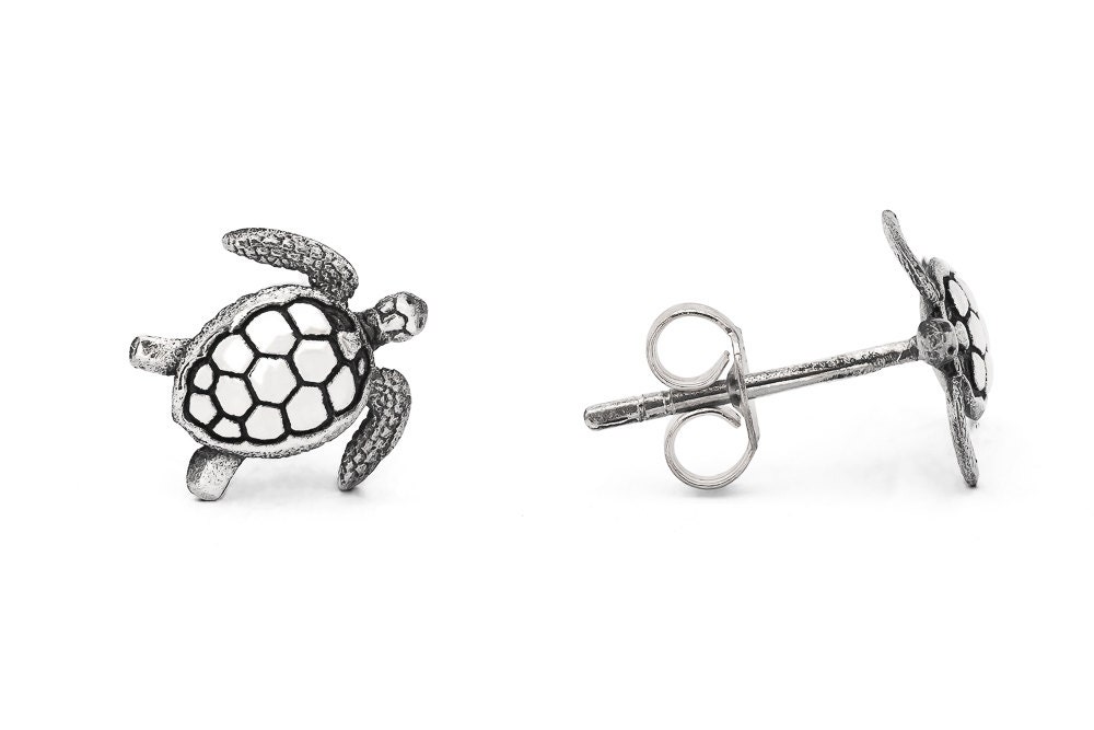 Sea Turtle Stud Earrings 030 Sea Turtle Earrings Animal Etsy
