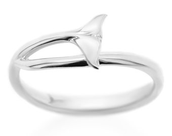 Dolphin Tail Ring #093 - Sterling Silver, Dainty Ring, Free International Shipping, Dolphin Ring, Dolphin Jewelry, Sterling Silver or Gold