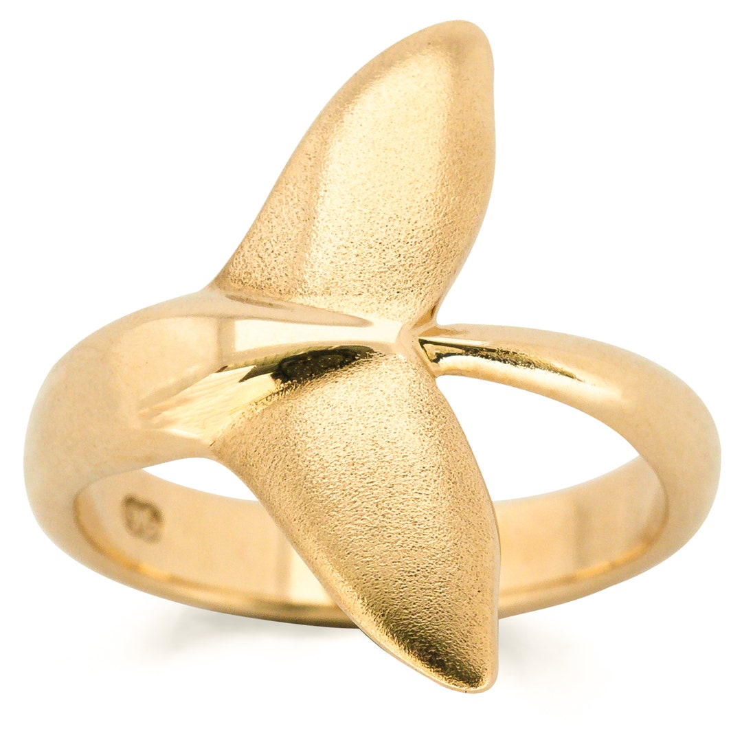 Gold Whale Tail Ring 003 Free Custom Sizing, Ocean Jewelry, Whale ...