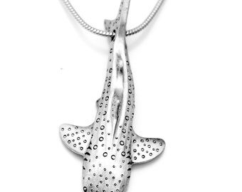 Whale Shark Pendant Necklace #052 - Whale Shark Jewelry, Scuba Diving Jewelry, Scuba Diver Gift, Ocean Lover Jewelry, Silver or Gold
