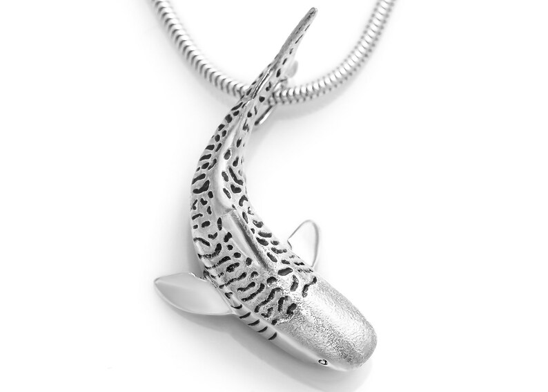 Silver or Gold Tiger Shark Jewelry Tiger Shark Pendant Necklace #058 Surfer Necklace Scuba Diver Gift Scuba Diving Jewelry Shark Gift