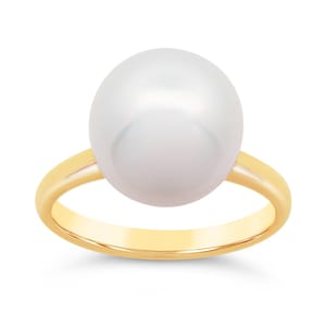 Aimee | Australian South Sea Pearl Ring, Pearl Jewelry, Wedding Jewelry, Large Pearl Ring, White Pearl Yellow Gold Band, Anniversary Gift