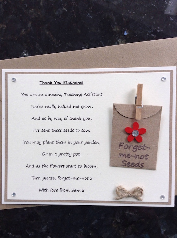 Personalised Teacher Nursery Assistant Forget me not Gift Present Seeds School