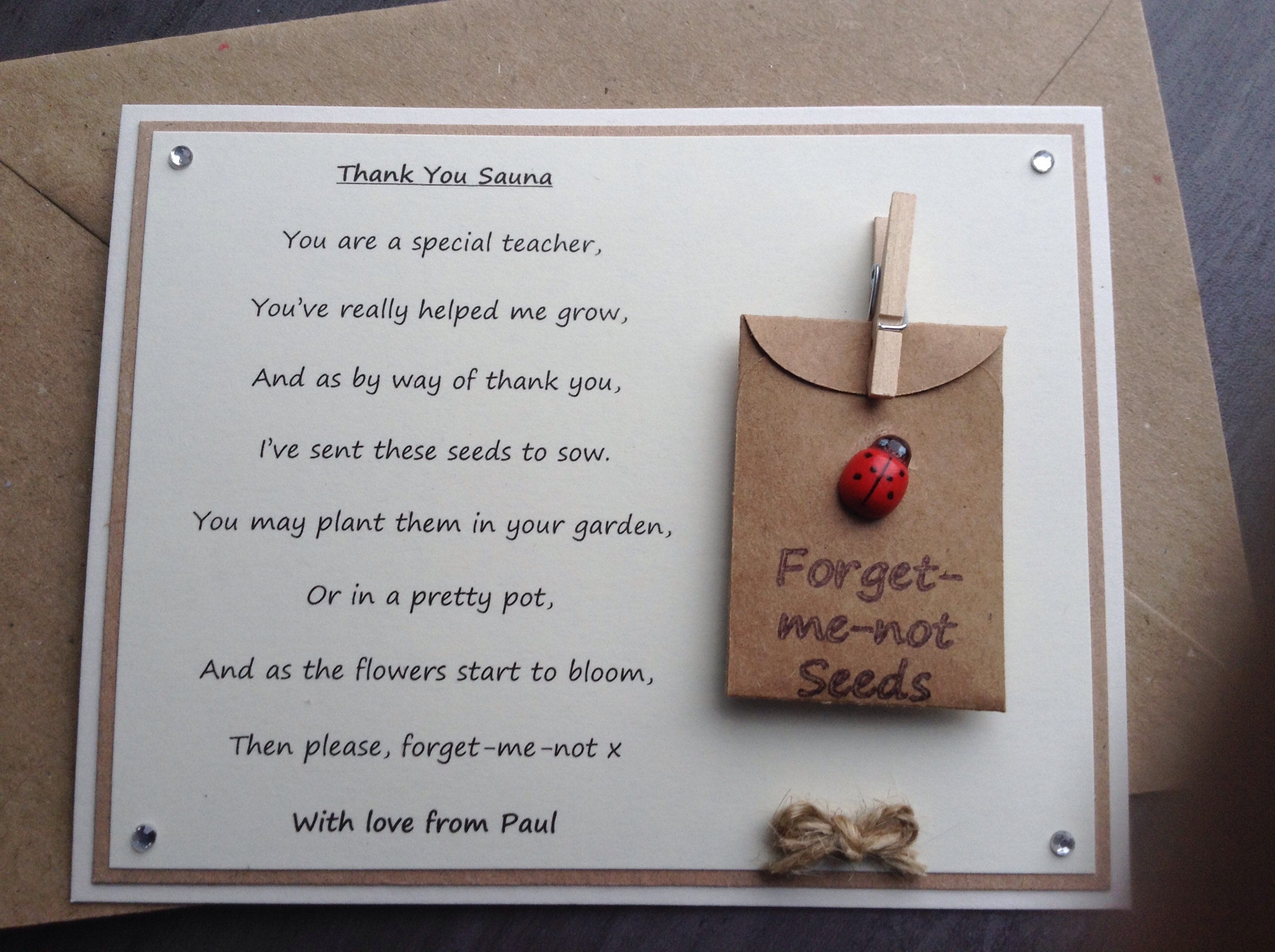 Forget-me-not Seeds Personalised Thank You Music Teacher  Poem Gift Magnet 