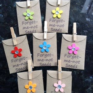 Personalised Thank You poem gift magnet with forget-me-not seeds and a choice of flower colours. Teacher, Assistant, Childminder, School image 2