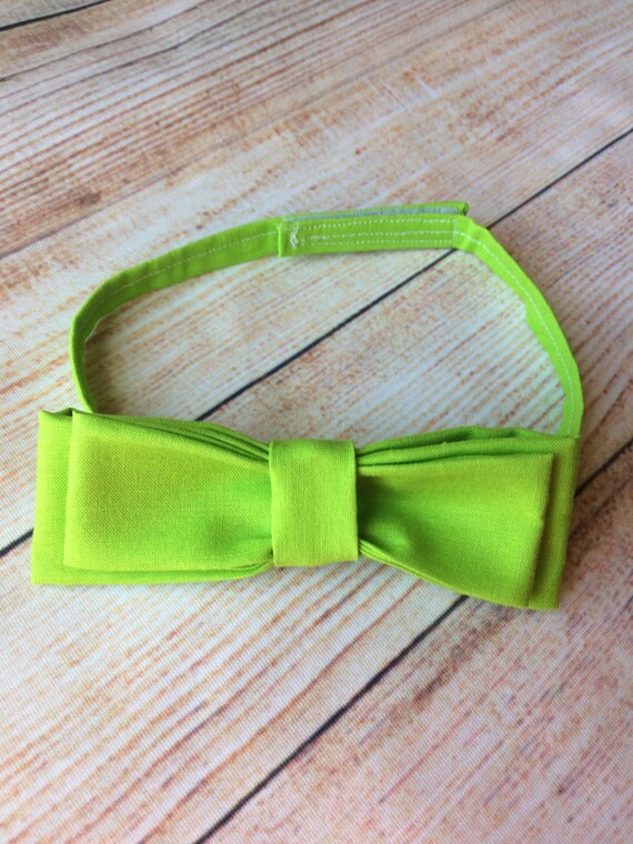 Bright Lime Green Cotton Toddler/boy Bow Tie With Adjustable Etsy
