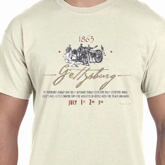 1863 Gettysburg Woodcut Civil War Printed 100% Cotton Gift T-Shirt