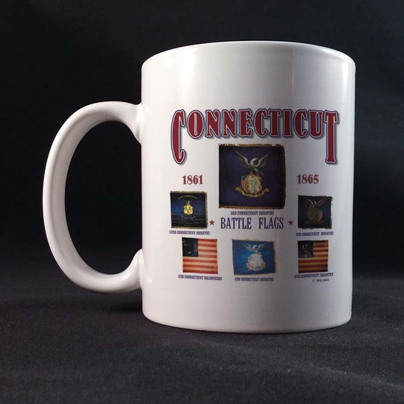 Connecticut Battle Flags 150th Civil War Sesquicentennial Gift Mug 11 or 15 oz White Ceramic Mug