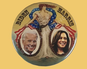 2020 Biden Harris, Patriotic, Lady Liberty, 3 Inch Campaign Button, Biden, Presidential Election Button, Donation to Campaign for each sale