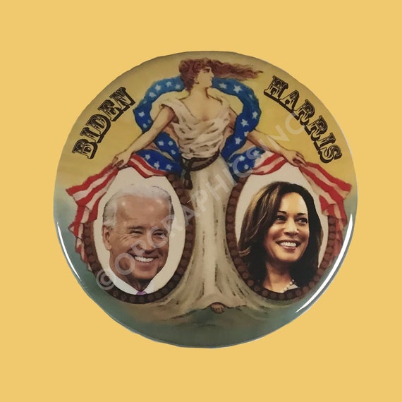 2020 Biden Harris, Patriotic, Lady Liberty, 3 Inch Campaign Button, Biden, Presidential Election Button, Donation to Campaign for each sale