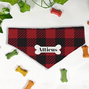 Tartan Printed Dog Bandana, Personalized Slide On Dog Bandana, Personalized Neckwear, Hand Made, Customized, Dog Scarf