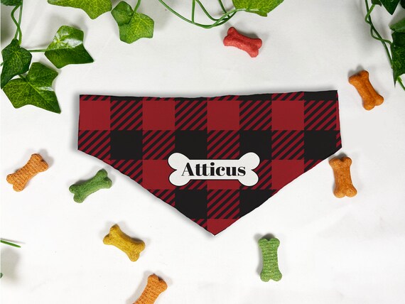 Tartan Printed Dog Bandana, Personalized Slide On Dog Bandana, Personalized Neckwear, Hand Made, Customized, Dog Scarf