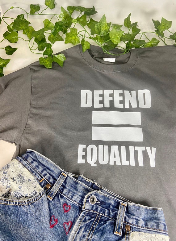 Defend Equality, LGBTQ T-Shirt, Love, Pride, Cropped Tee, Pride T-shirt, Gay Pride Gift, T-Shirt Printed 100% Cotton Gift T-Shirt