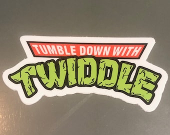 Tumble Down With Twiddle - 4" x 1.75" parody sticker TMNT