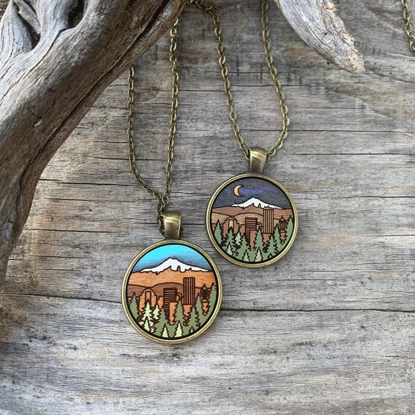 Wooden Necklace - PDX Night & Day