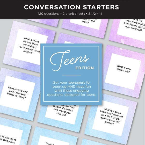 Conversation Starters for Teens Etsy