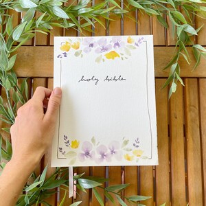 Custom Floral Watercolor Journaling Bible: Personalized Christian Gift