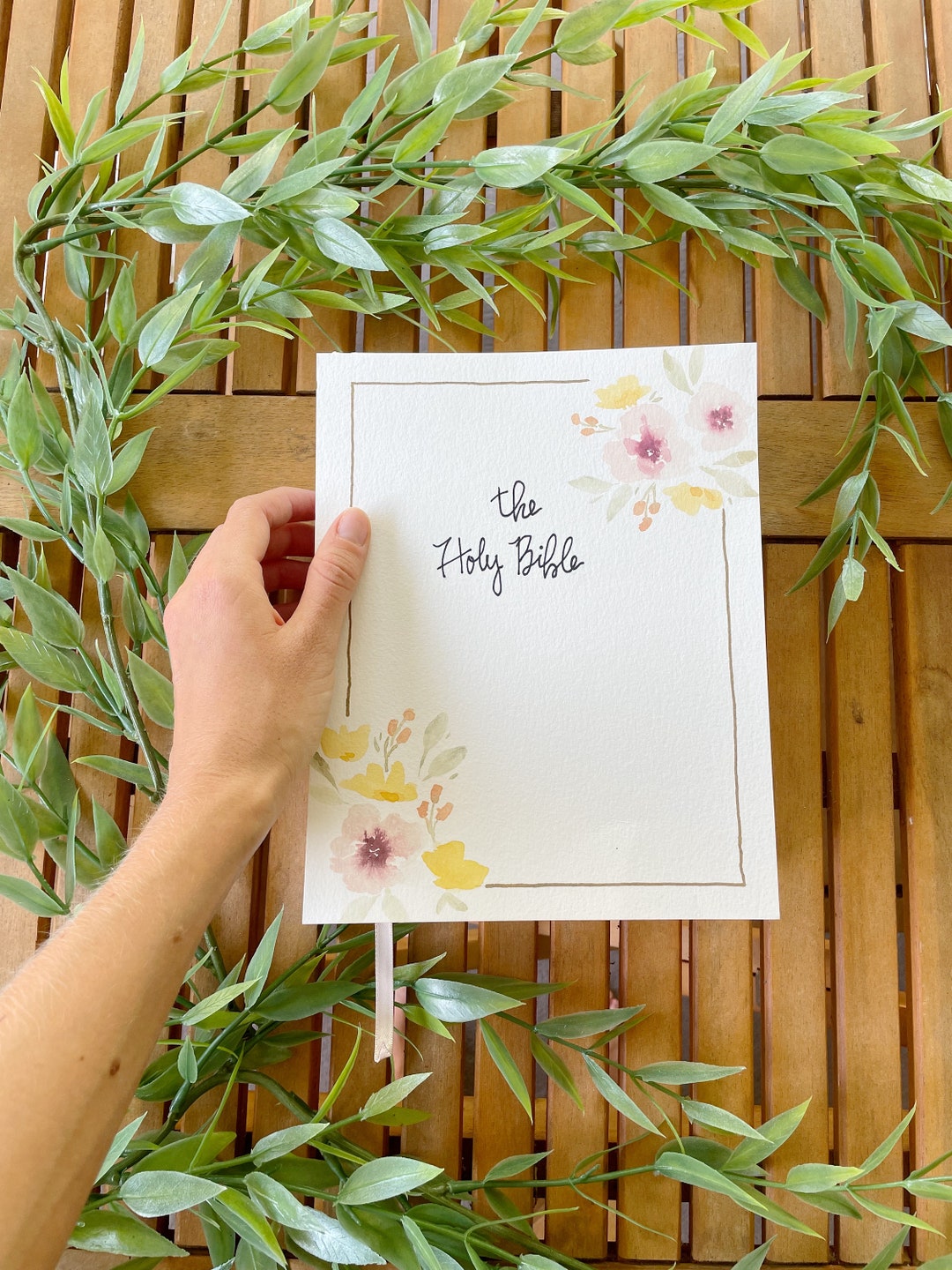Custom Journaling Bible Watercolor Hand Painted Christian Gifts