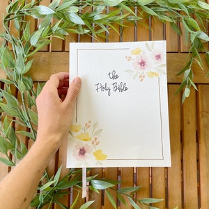 Custom Journaling Bible | Watercolor Hand Painted | Christian Gifts | Corners Design