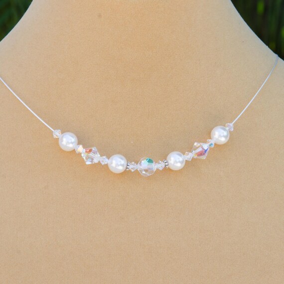 White Pearl Bridal Necklace With Swarovski Crystal and Pearls - Etsy