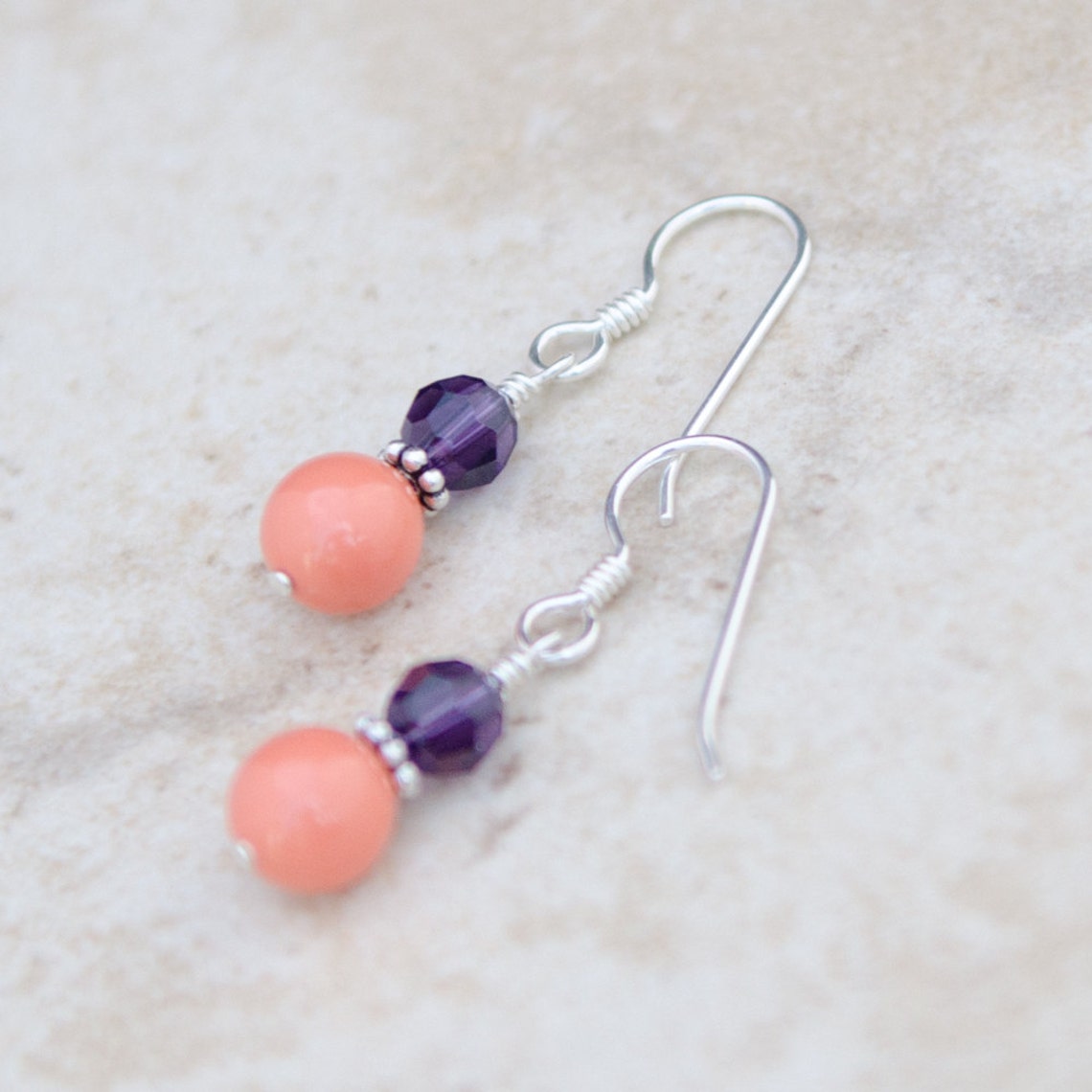 Orange Earrings Orange and Purple Bridesmaid Earrings Orange Etsy