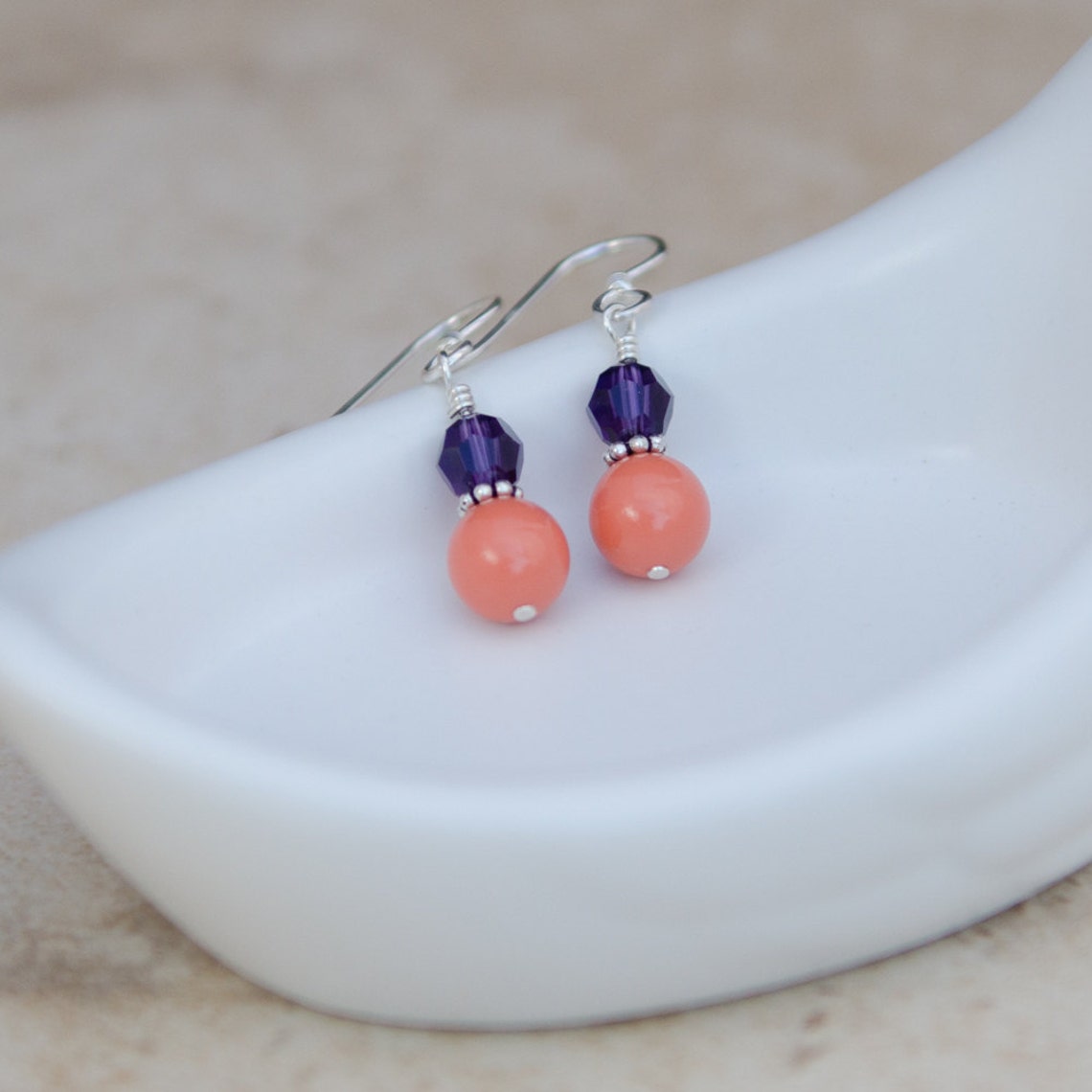 Orange Earrings Orange and Purple Bridesmaid Earrings Orange Etsy