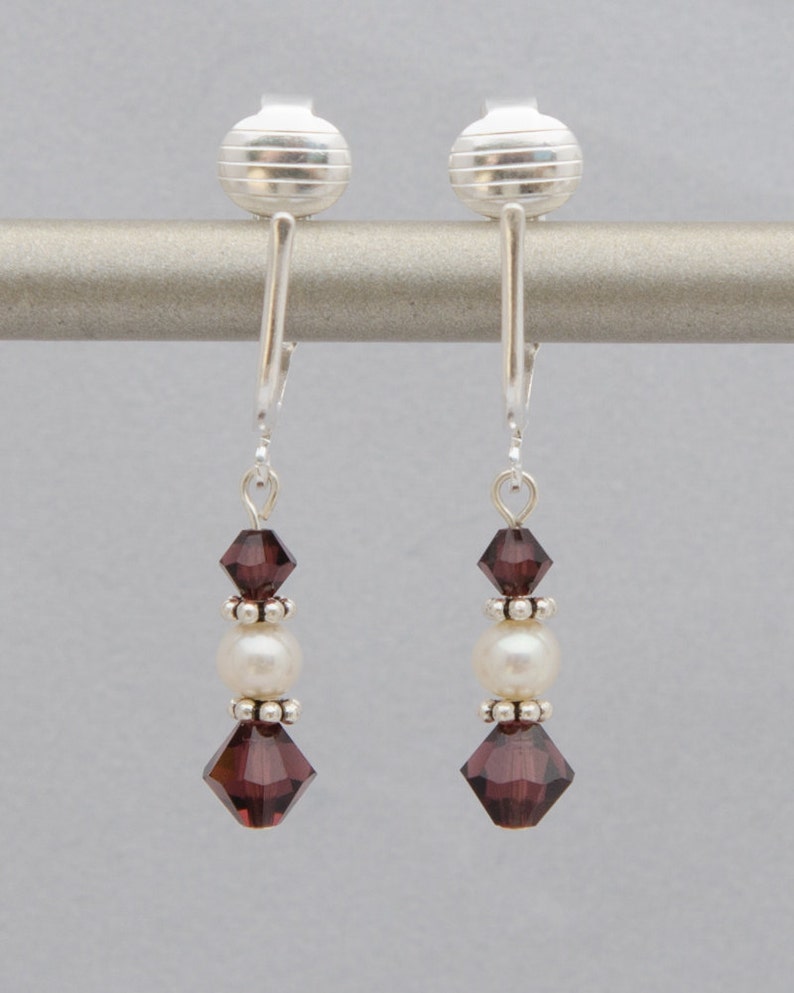 Burgundy Earrings Burgundy Crystal Pearl Drop Earrings Etsy