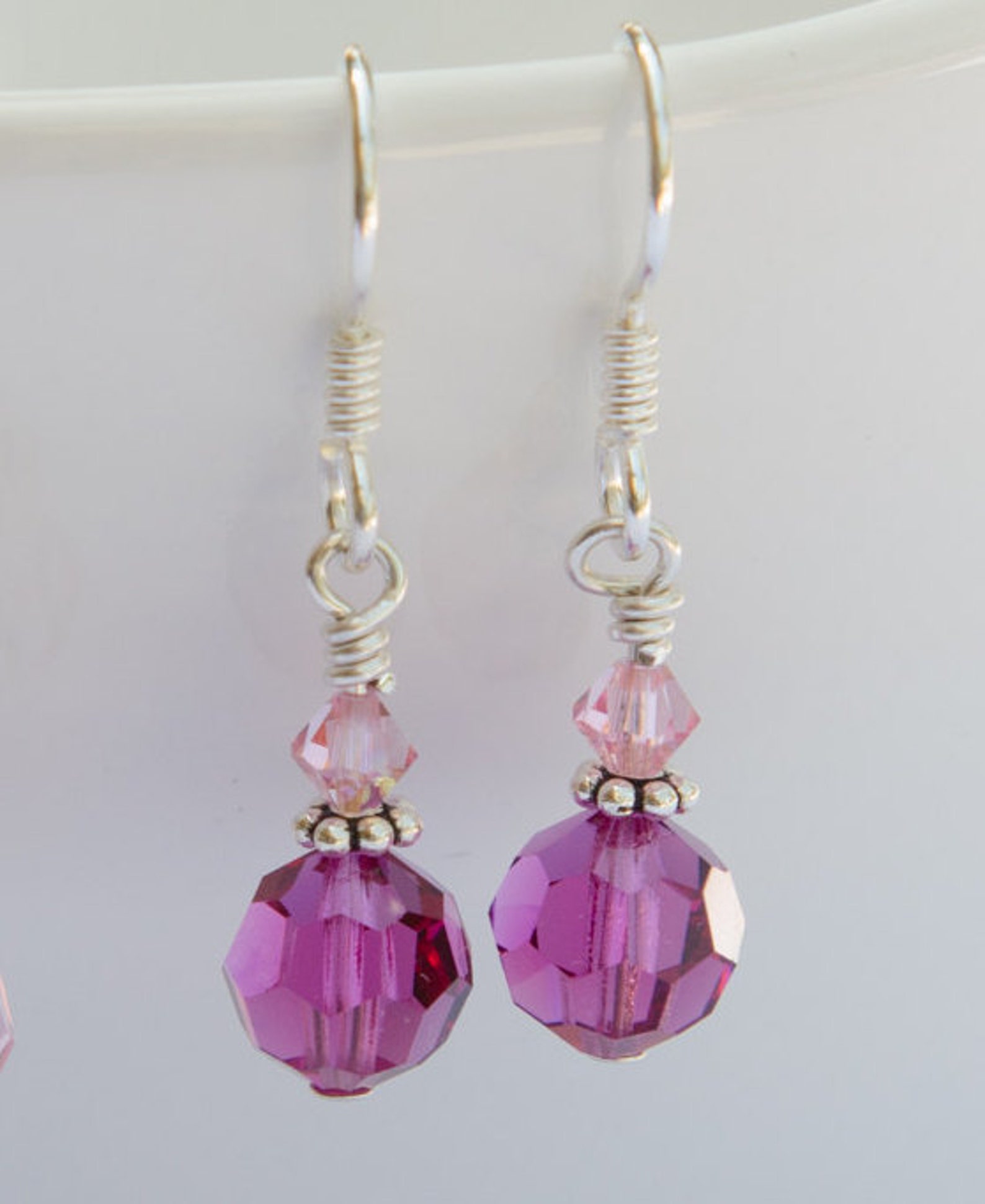 Hot Pink Earring Fuchsia Earring Pink Crystal Earring Fuchsia Etsy