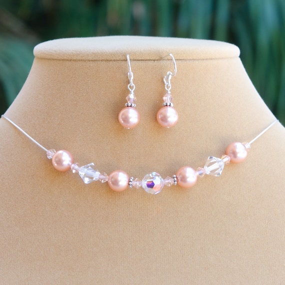 Dark Peach Bridesmaid Jewelry Set of 2 Peach Bridesmaid Gift Etsy