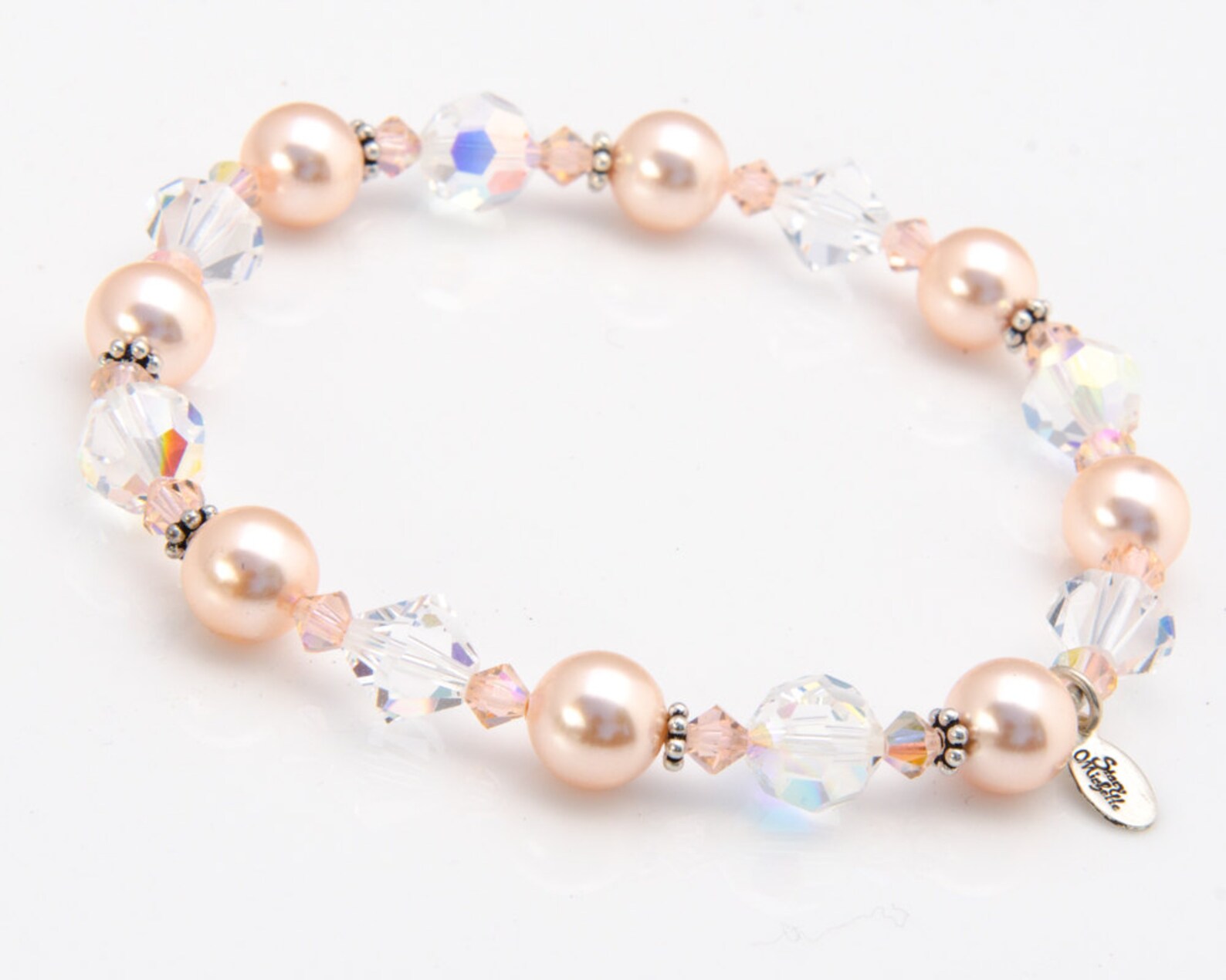Light Peach Bracelet Peach Bridesmaid Gift With Swarovski® Etsy