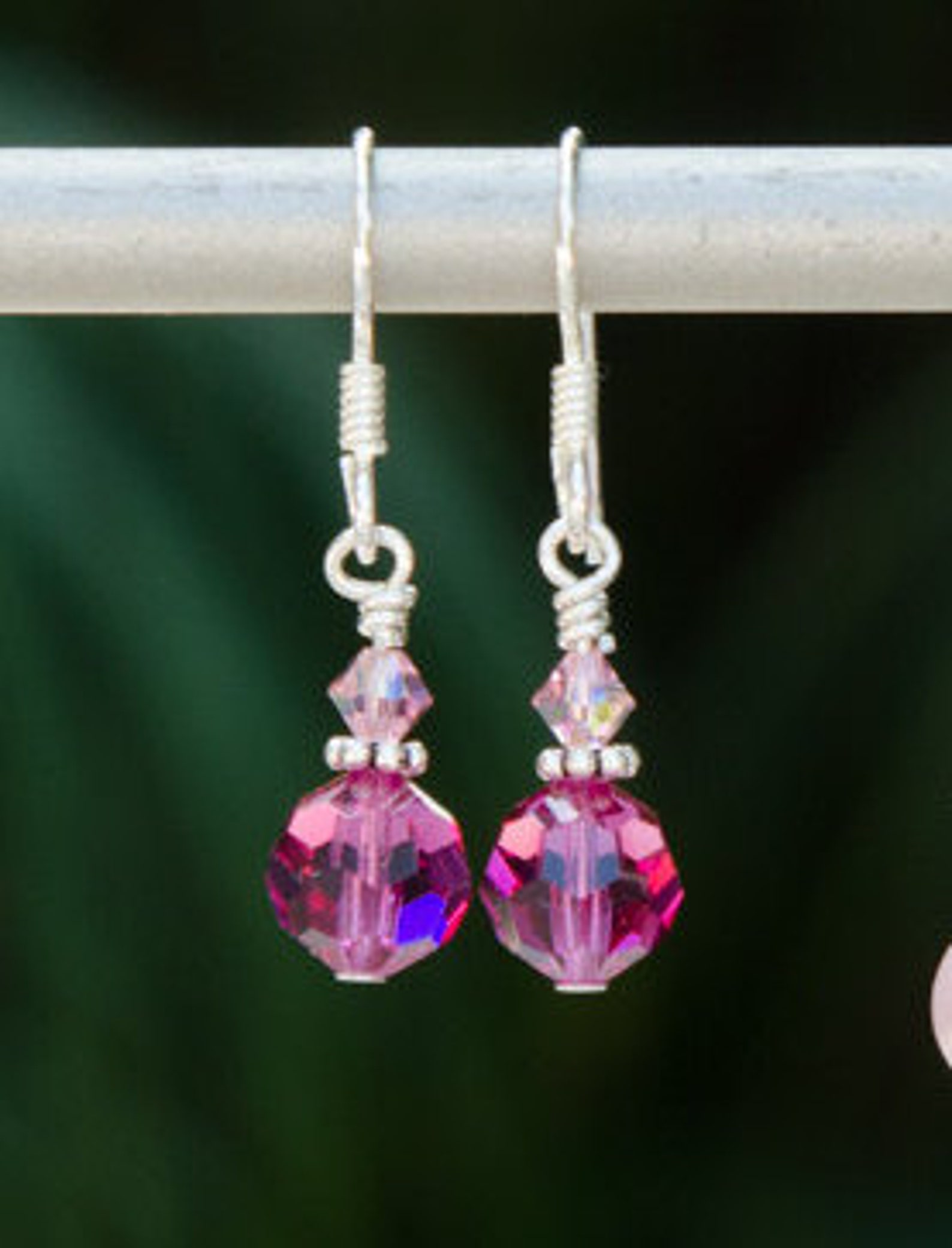 Hot Pink Earring Fuchsia Earring Pink Crystal Earring Fuchsia Etsy
