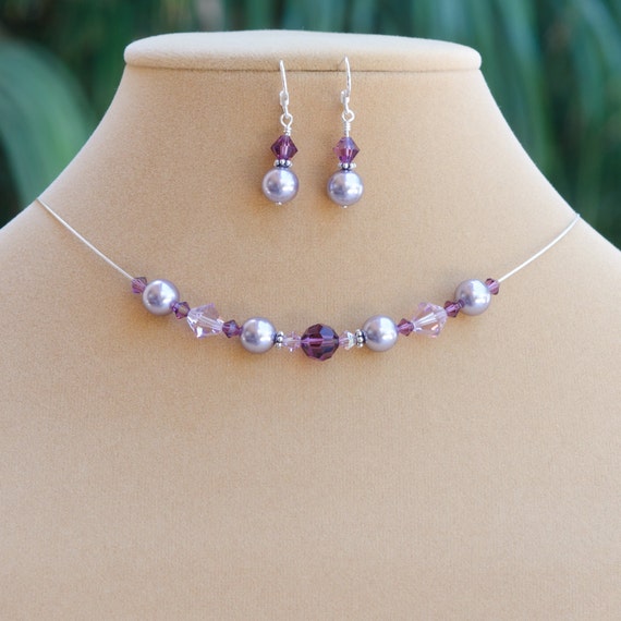 Mauve Bridesmaid Gift Mauve Jewelry Set of 2 Piece Mauve Pearl | Etsy