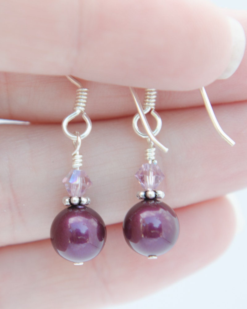 Purple Earring Purple Bridesmaid Blackberry Pearl Earring With | Etsy