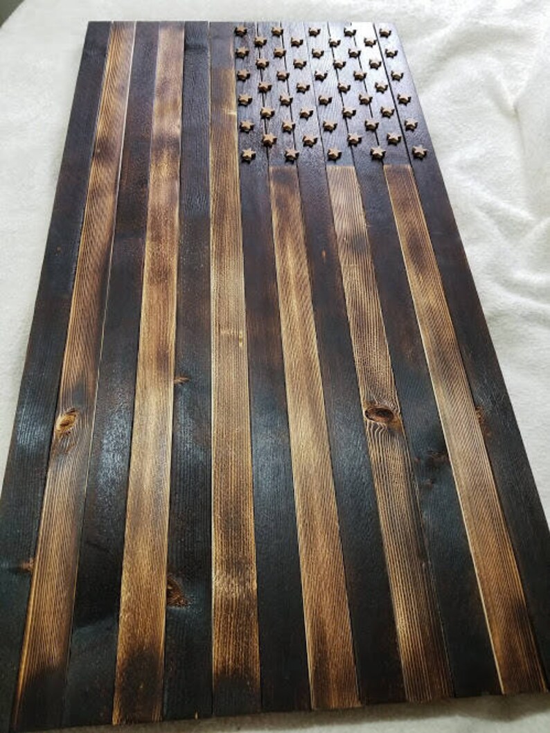 Burnt Wood American Flag Wall Art with a Heavy Burn Hand Etsy