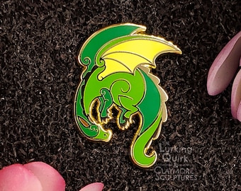 Green Dragon Hard Enamel Pin 1.5 inches