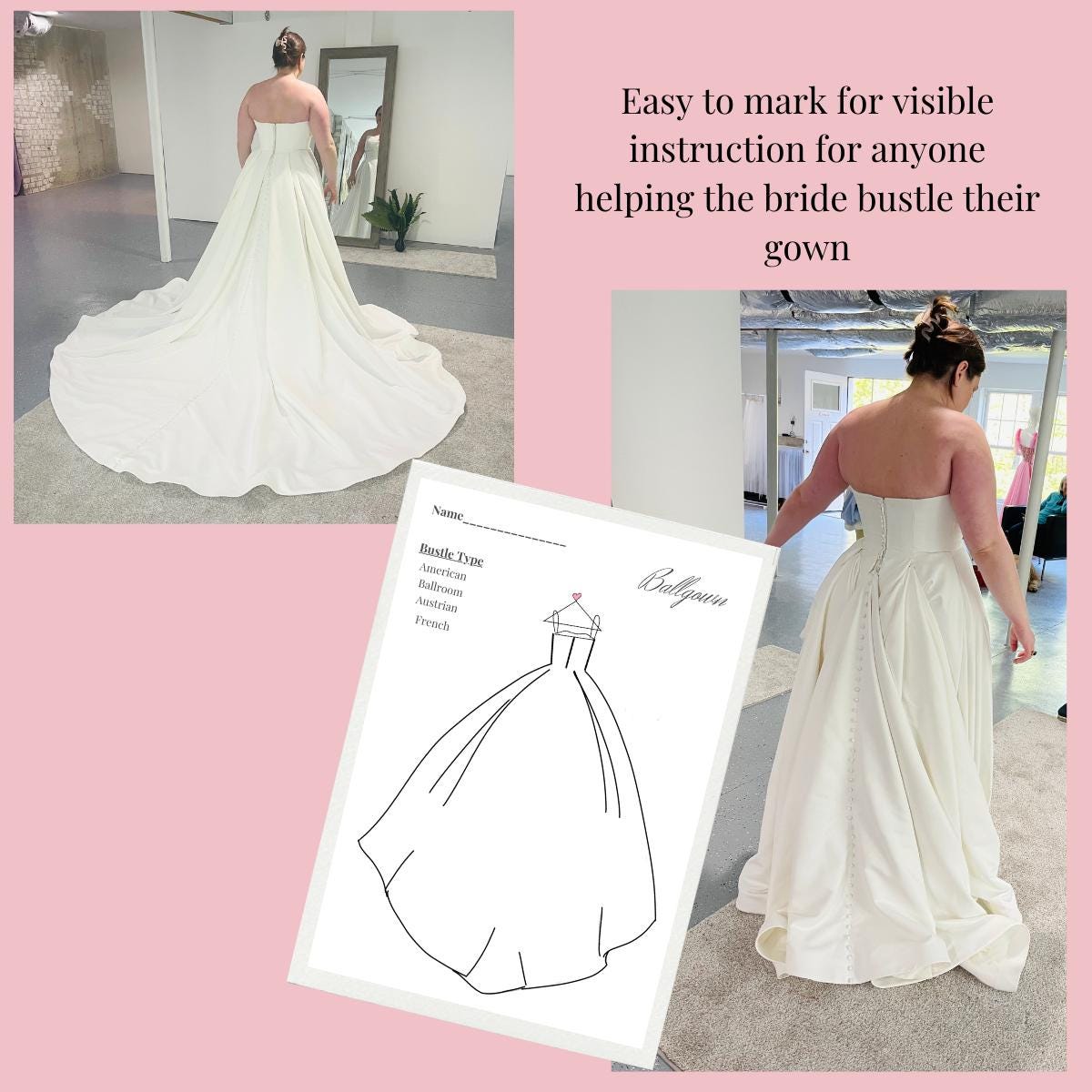 Bridal Gown Bustle Guide | Dress Silhouette Chart (PDF) - Etsy