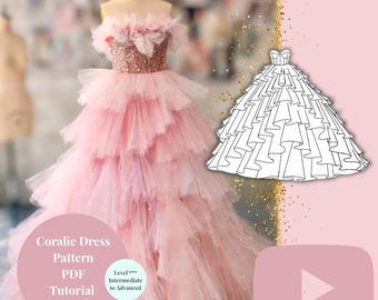 Modello per abito da ballo con corsetto Coralie / Taglia 0-22 (modello PDF)
