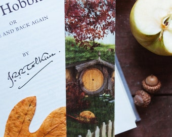 Autumn Hobbit Hole / Wood Bookmark / Free US Shipping